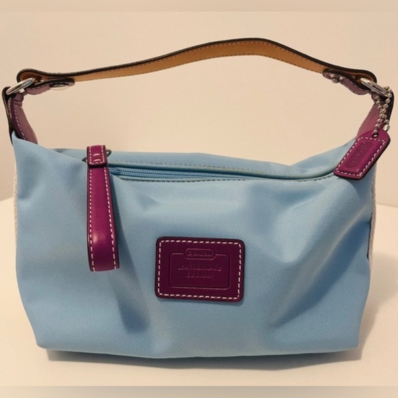 Coach Y2K Hampton Top Handle Nylon Mini Handbag (Baby Blue/Purple) - EUC - Picture 1 of 11